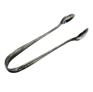 Vintage English silver sugar tongs EPNS spoon shaped condiment server signed